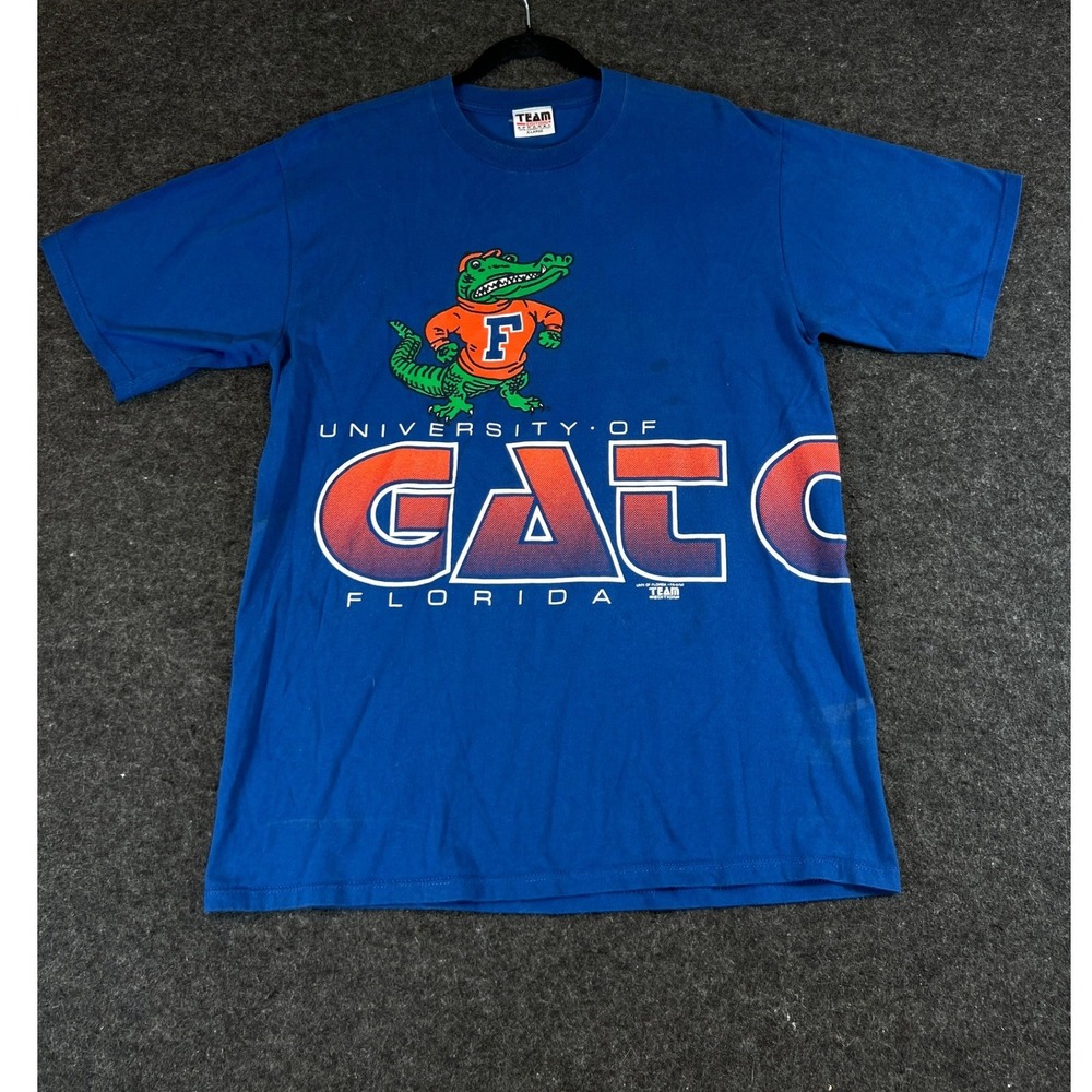 Vintage 90s University of Florida Gators T-Shirt Team Edition AOP Blue Mens XL